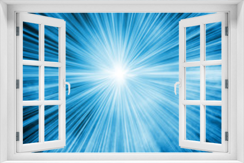 Fototapeta Naklejka Na Ścianę Okno 3D - Blue light burst background