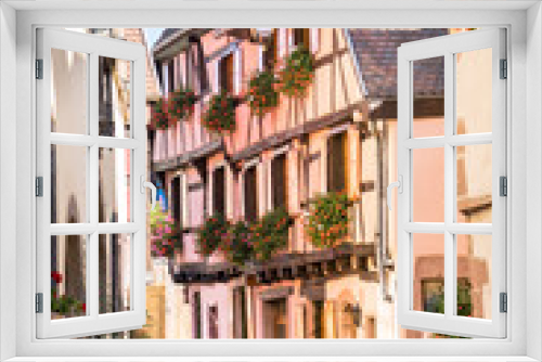 Fototapeta Naklejka Na Ścianę Okno 3D - Half-timbered houses in Riquewihr, Alsace, France