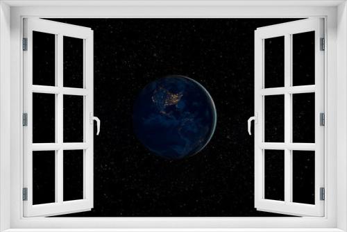 Fototapeta Naklejka Na Ścianę Okno 3D - Planet Earth at dark night with City lights in Space surrounded by Stars. This image elements furnished by NASA.