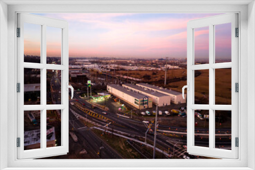 Fototapeta Naklejka Na Ścianę Okno 3D - Aerial Drone of Jersey City Sunrise 