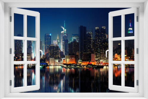 Fototapeta Naklejka Na Ścianę Okno 3D - View on Manhattan at night