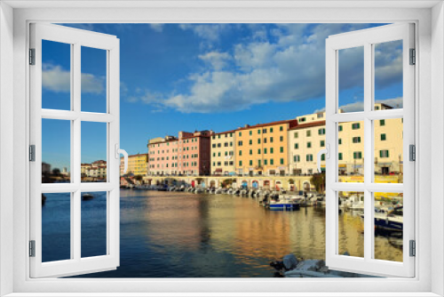Fototapeta Naklejka Na Ścianę Okno 3D - City panorama of the Rio Maggiore river in Livorno Tuscany Italy