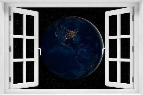 Fototapeta Naklejka Na Ścianę Okno 3D - Planet Earth at dark night in Space surrounded by Stars. This image elements furnished by NASA.