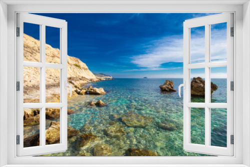 Fototapeta Naklejka Na Ścianę Okno 3D - View of rocks, bays, clear sea - natural background, Spain, Costa Blanca
