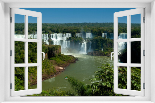 Fototapeta Naklejka Na Ścianę Okno 3D - iguazu falls seen from the brazilian side in distant angles diablo throat and with its waterfalls and its vegetation