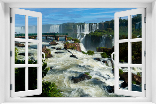 Fototapeta Naklejka Na Ścianę Okno 3D - iguazu falls seen from the brazilian side in distant angles diablo throat and with its waterfalls and its vegetation
