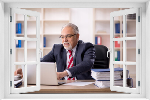 Old male employee working in the office