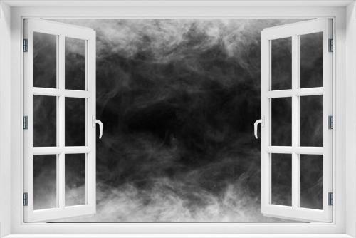 Fototapeta Naklejka Na Ścianę Okno 3D - Abstract smoke texture over black. Fog in the darkness.