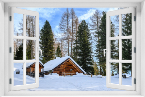 Fototapeta Naklejka Na Ścianę Okno 3D - Dolomiti, Trentino Alto Adige, inverno e neve