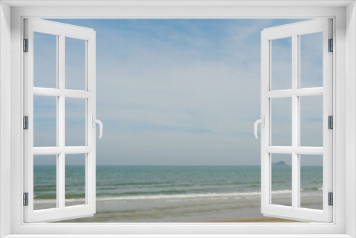 Fototapeta Naklejka Na Ścianę Okno 3D - The beach with blue sky in background, Wave in the sea were hitting the shore, Thailand