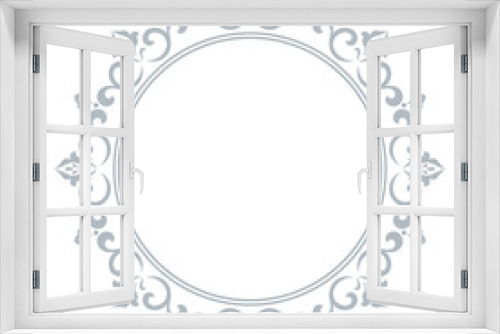 Fototapeta Naklejka Na Ścianę Okno 3D - Decorative frame Elegant vector element for design in Eastern style, place for text. Floral gray and white border. Lace illustration for invitations and greeting cards