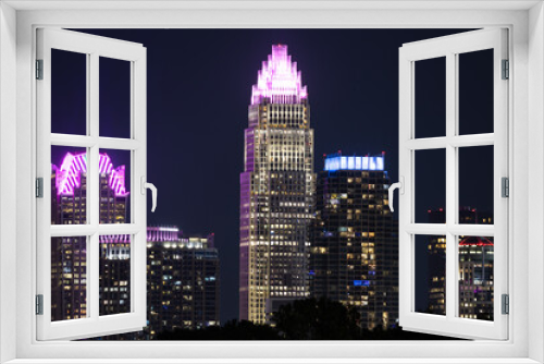 Fototapeta Naklejka Na Ścianę Okno 3D - Uptown Charlotte, North Carolina Skyline at Night