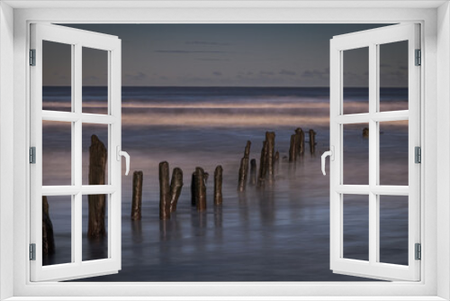 Fototapeta Naklejka Na Ścianę Okno 3D - Groynes on the beach at Sandsend in North Yorkshire