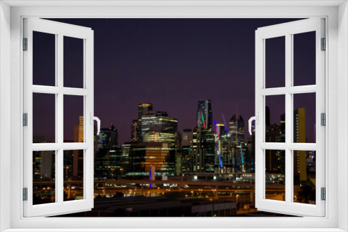Fototapeta Naklejka Na Ścianę Okno 3D - Night Melbourne City view, Docklands. Skylines sunset, skyscrapers