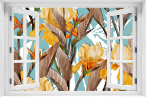 Fototapeta Naklejka Na Ścianę Okno 3D - Beautiful seamless pattern with floral background.