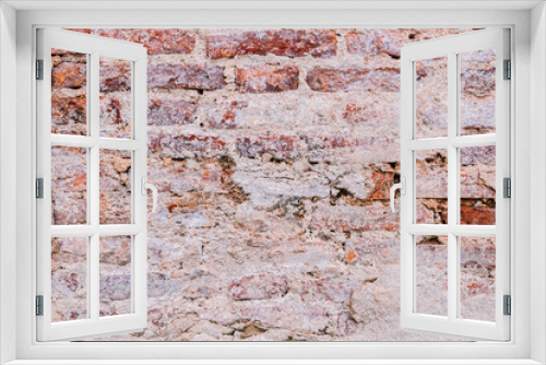 Fototapeta Naklejka Na Ścianę Okno 3D - The textures of the orange old brick blocks with copy space, vintage concept