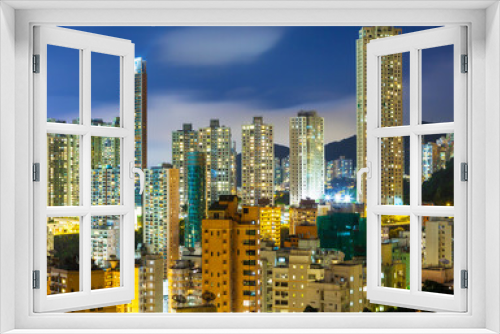 Fototapeta Naklejka Na Ścianę Okno 3D - Downtown district in Hong Kong