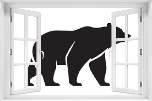 Fototapeta Naklejka Na Ścianę Okno 3D - Bear icon logo. Minimal modern black and white vector illustration. Clean company logo. Isolated simple silhouette of zoo animal. Wild mammal. Logotype for business. Brand identity. Hipster mascot.