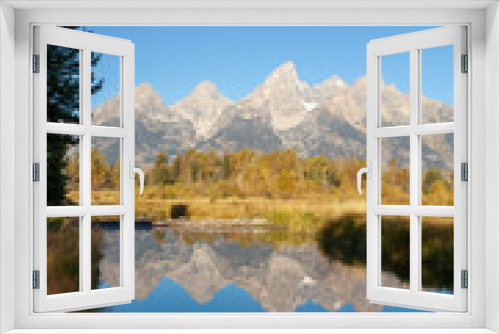 Fototapeta Naklejka Na Ścianę Okno 3D - Scenic Reflection Landscape in Grand Teton National Park in Autumn