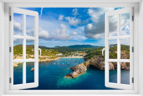 Fototapeta Naklejka Na Ścianę Okno 3D - Aerial view of Cala Vadella, Ibiza islands, Spain