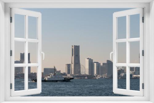 Fototapeta Naklejka Na Ścianę Okno 3D - 穏やかな日の横浜港とみなとみらい　大黒ふ頭からの眺め