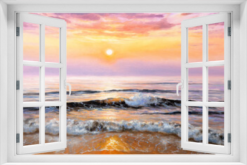Fototapeta Naklejka Na Ścianę Okno 3D - Purple sunrise on the beach