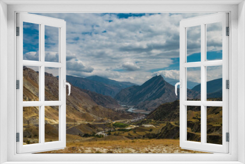 Fototapeta Naklejka Na Ścianę Okno 3D - Winding road in the Dagestan Mountains with big mountain formation