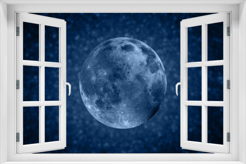 Fototapeta Naklejka Na Ścianę Okno 3D - Full Blue Moon lot of blur stars in the background 