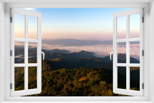 Fototapeta Naklejka Na Ścianę Okno 3D - Mountian range landscape look from view point of Pui Ko Mountain