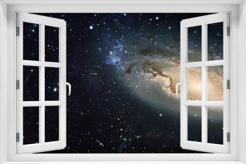 Fototapeta Naklejka Na Ścianę Okno 3D - Panorama view universe space. Cosmic landscape, beautiful science fiction wallpaper with endless deep space. Elements of this image furnished by NASA