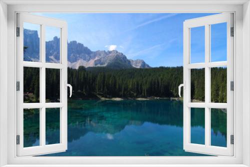 Fototapeta Naklejka Na Ścianę Okno 3D - lago di carezza val d'ega fronte massiccio latemar