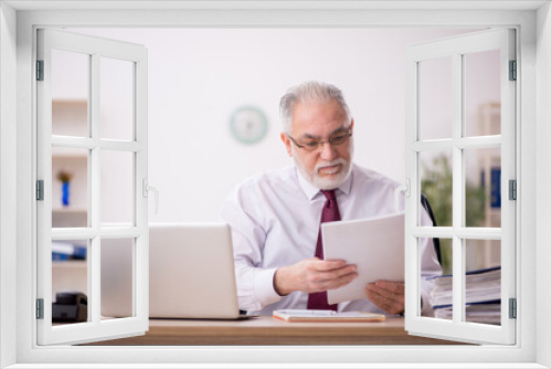 Old male employee working in the office