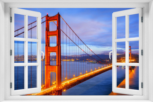 Fototapeta Naklejka Na Ścianę Okno 3D - view of famous Golden Gate Bridge by night