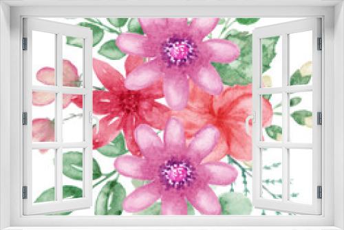 Fototapeta Naklejka Na Ścianę Okno 3D - watercolor magenta floral arrangement