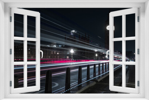 Fototapeta Naklejka Na Ścianę Okno 3D - London big ben street in the night, long shutter speed photography