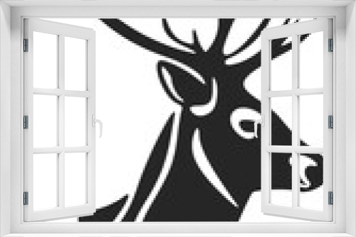 Fototapeta Naklejka Na Ścianę Okno 3D - Minimalistic black and white vector logo for a technology company featuring a deer with antlers.