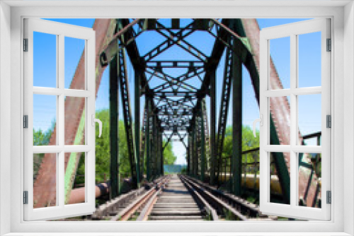 Fototapeta Naklejka Na Ścianę Okno 3D - Urban railway bridge