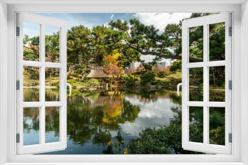 Fototapeta Naklejka Na Ścianę Okno 3D - Reflecting pond Shukkeien