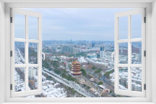 Fototapeta Naklejka Na Ścianę Okno 3D - Wuhan Yellow Crane Tower Park Winter Snow Scenery