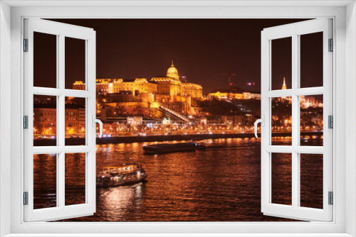 Fototapeta Naklejka Na Ścianę Okno 3D - Scenic view of the beautiful Hungarian capital city of Budapest seen during the night