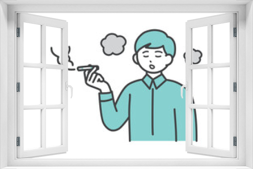 Fototapeta Naklejka Na Ścianę Okno 3D - 煙草を吸う男性のイラスト素材