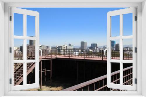 Fototapeta Naklejka Na Ścianę Okno 3D - 舞鶴公園の天守台から見た福岡市都市風景