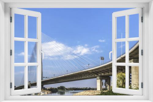 Fototapeta Naklejka Na Ścianę Okno 3D - Suspension Bridge Over Ada Pylon - Belgrade - Serbia