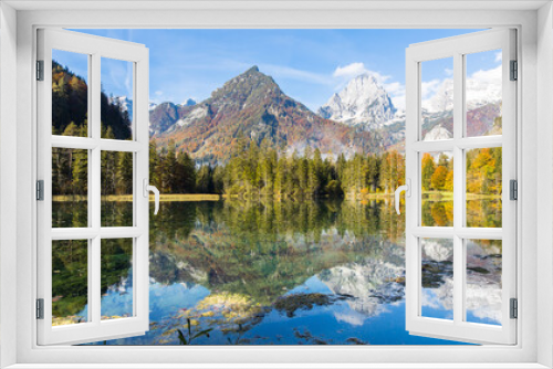 Fototapeta Naklejka Na Ścianę Okno 3D - Beautiful view at the lake Schiederweiher in Austria on an autumn morning