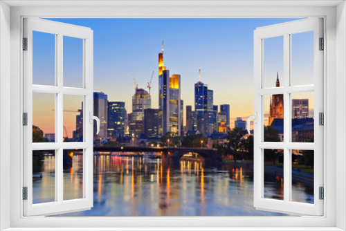 Fototapeta Naklejka Na Ścianę Okno 3D - Frankfurt city skyline at dusk, Germany
