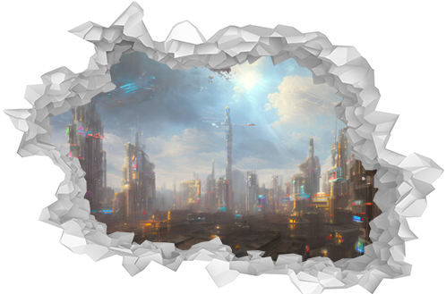 dystopian concept art of a futuristic city landscape in a cyberpunk themed sci fiction universe, Generative AI