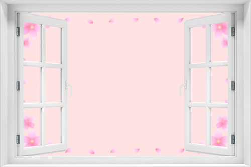 Fototapeta Naklejka Na Ścianę Okno 3D - ピンク色の背景に桜の花のフレーム