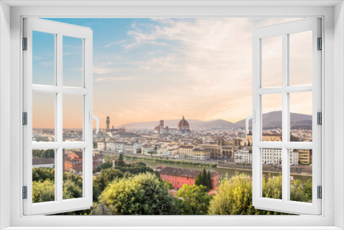 Beautiful view of Santa Maria del Fiore and Giotto's Belltower in Florence, Italy