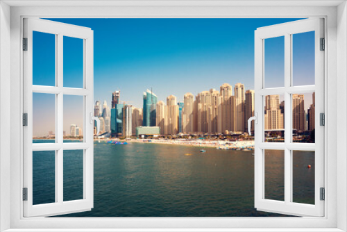 Fototapeta Naklejka Na Ścianę Okno 3D - Dubai city downtown, modern architecture with skyscrapers
