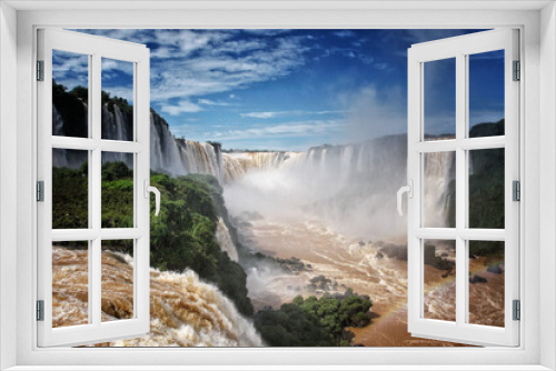 Fototapeta Naklejka Na Ścianę Okno 3D - waterfalls of iguazu panoramic view with rainbow